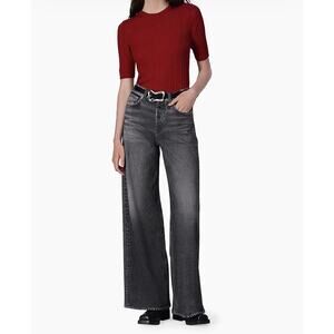 Rag & Bone Miramar Ankle Length Wide-Leg Pants Size 28 Faux Denim Washed Black